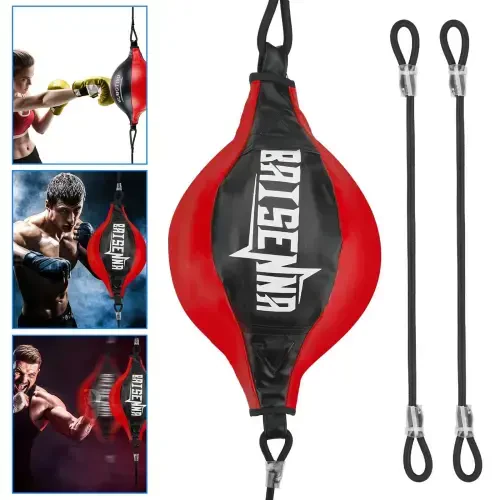 Double End Ball, EEEkit Boxing Speed Dodge Training Ball Leather Punch Bag Hanging Speed Ball for Gym Boxing Speed Training, Includes Cord, Stress Relief Exercise Equipment, Adult Teenagers - 9