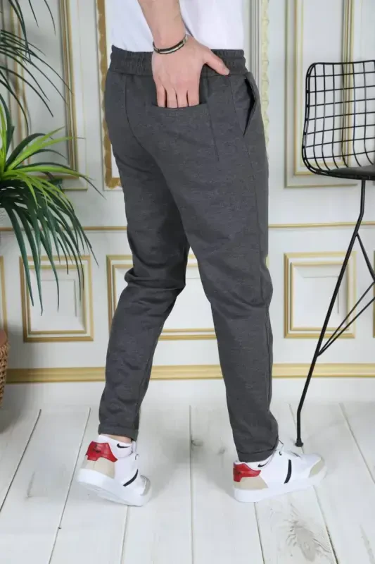 Double face fabric men's sweatpants-anthracite - 2