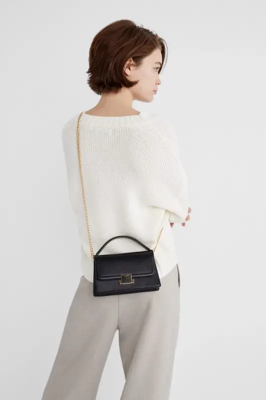 Double handle crossbody bag - Black - 2