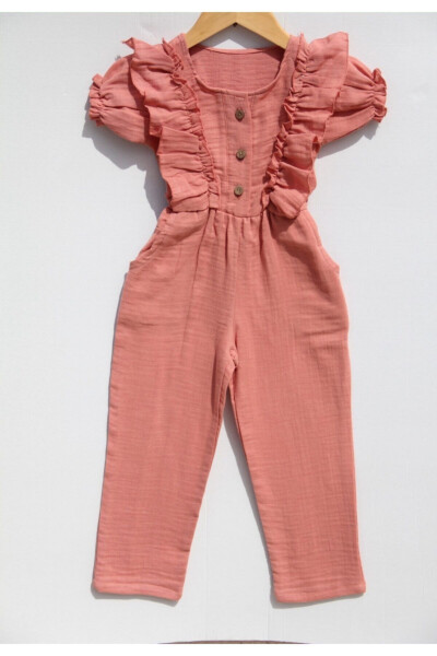 Double Layer Muslin Short-Sleeved Jumpsuit for Girls 