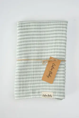 Double Layer Muslin Swaddle 20/20 - 120x120 Cm Green-Green - CALINE BABY (1)