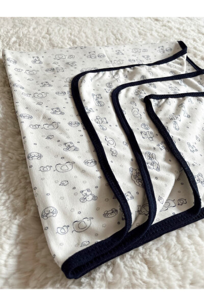Double Layer Navy Baby Swaddle Blanket Newborn Navy Cotton Knit 80x80 Cm - CLOUDY