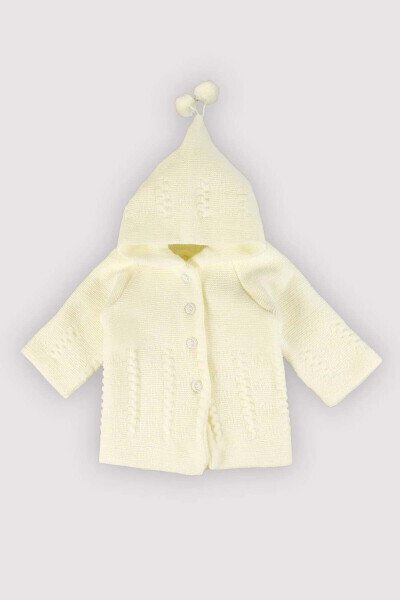 Double-layered, hooded knitted cardigan for babies. - MYZİ STORE (1)