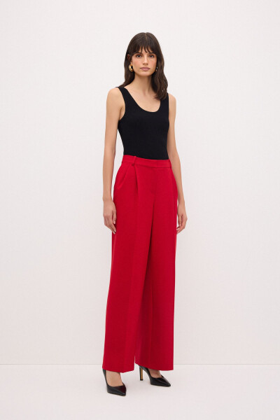 Double-Layered Wide-Leg Pants - 5