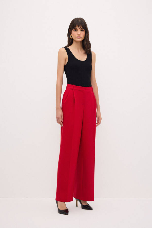 Double-Layered Wide-Leg Pants - 5