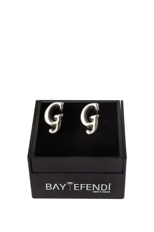 Double Letter Silver Color Cufflink G Letter-G - 1