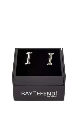 Double Letter Silver Color Cufflink Letter I-I - 1