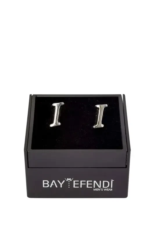 Double Letter Silver Color Cufflink Letter I-I - 1