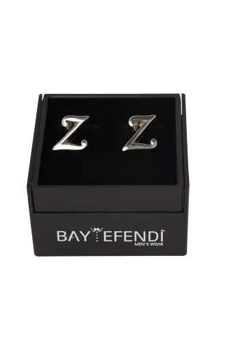 Double Letter Silver Color Cufflink Letter Z-Z 