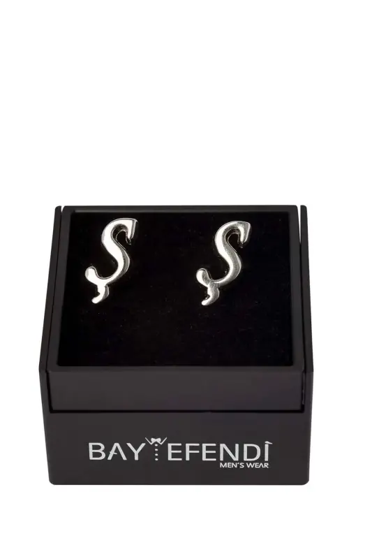 Double Letter Silver Color Cufflink S Letter-S - 1
