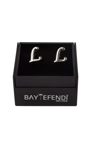 Double Lettered Silver Color Cufflink Letter L-L 