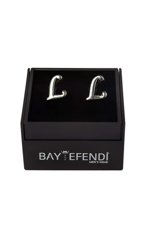 Double Lettered Silver Color Cufflink Letter L-L - 1