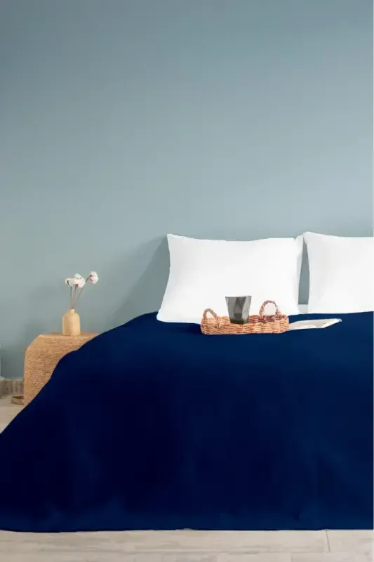 Double Navy Checkered Pique, Checkered Hotel Pique 200x230-Navy - SETHOME COLLECTION