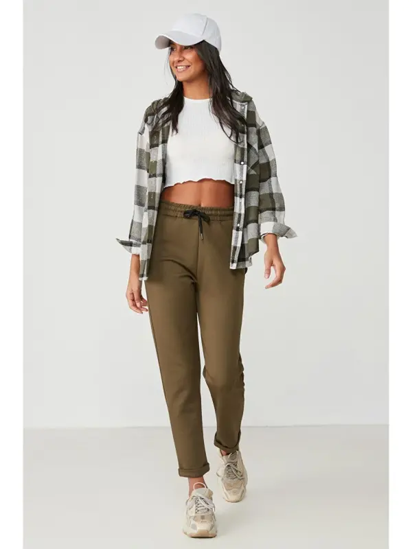 Double Paça Eşofman Altı 807 Haki-Haki - 1