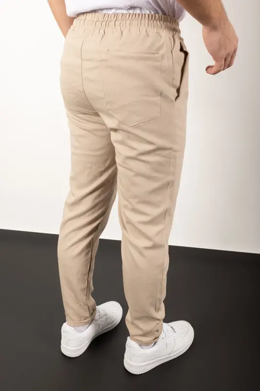 Double Paça Slim Fit Joger Pantolon-BEJ - 3