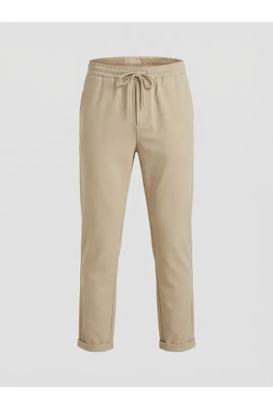 Double Paça Slim Fit Joger Pantolon-BEJ - 7