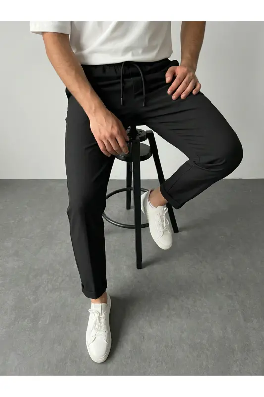 Double Paça Slim Fit Joger Pantolon-SİYAH - 2