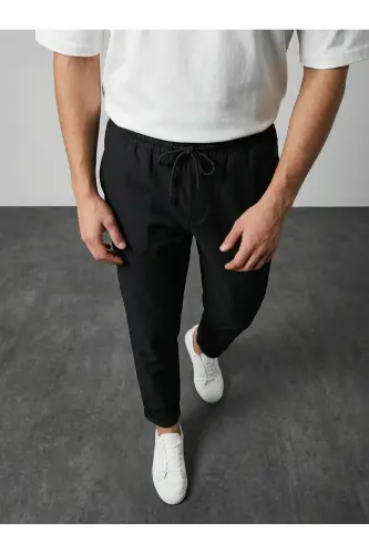 Double Paça Slim Fit Joger Pantolon-SİYAH - 5