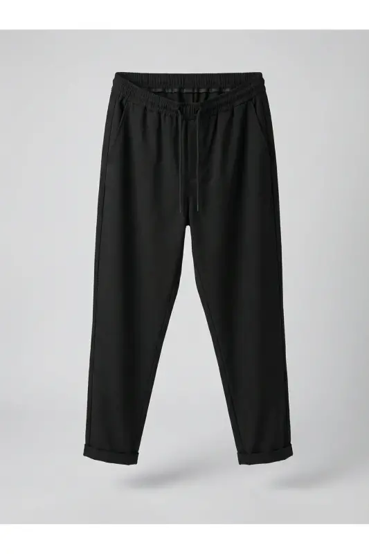 Double Paça Slim Fit Joger Pantolon-SİYAH - 6