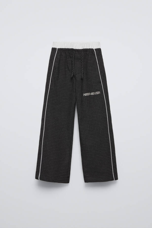 DOUBLE PLEATED CHECKERED TROUSERS-Dark Anthracite - 2