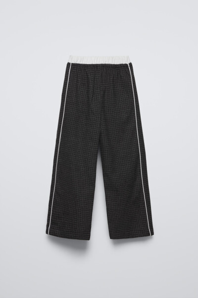 DOUBLE PLEATED CHECKERED TROUSERS-Dark Anthracite - 3