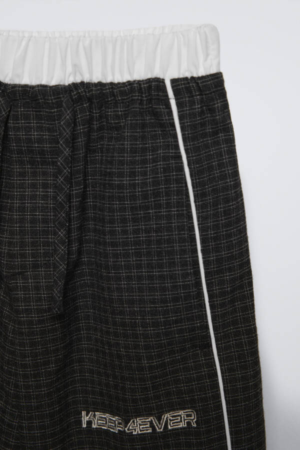 DOUBLE PLEATED CHECKERED TROUSERS-Dark Anthracite - 4