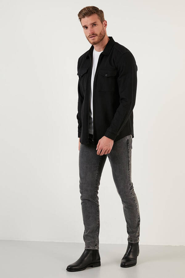 Double Pocket Zippered Slim Fit Winter Flannel Shirt CF21W112925 - 28