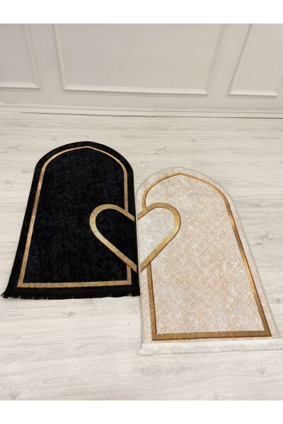 Double Prayer Rug in 75x125 Size Black - Beige - 2