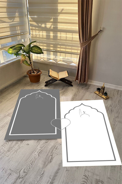 Double Prayer Rug with Hearts, Dowry Rug, Prayer Rug, Digital Print Rug - ECO CONCEPT
