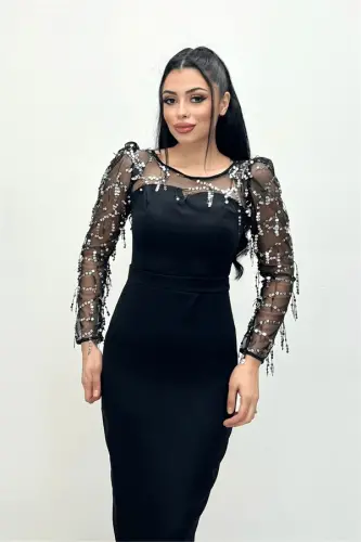 Double Sequin Fringed Dress - Silver - 1