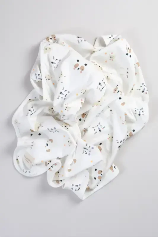 Double Sided Baby and Kid Blanket 100% Cotton Oeko-tex Certified 100x85 Cm-Koala - 4