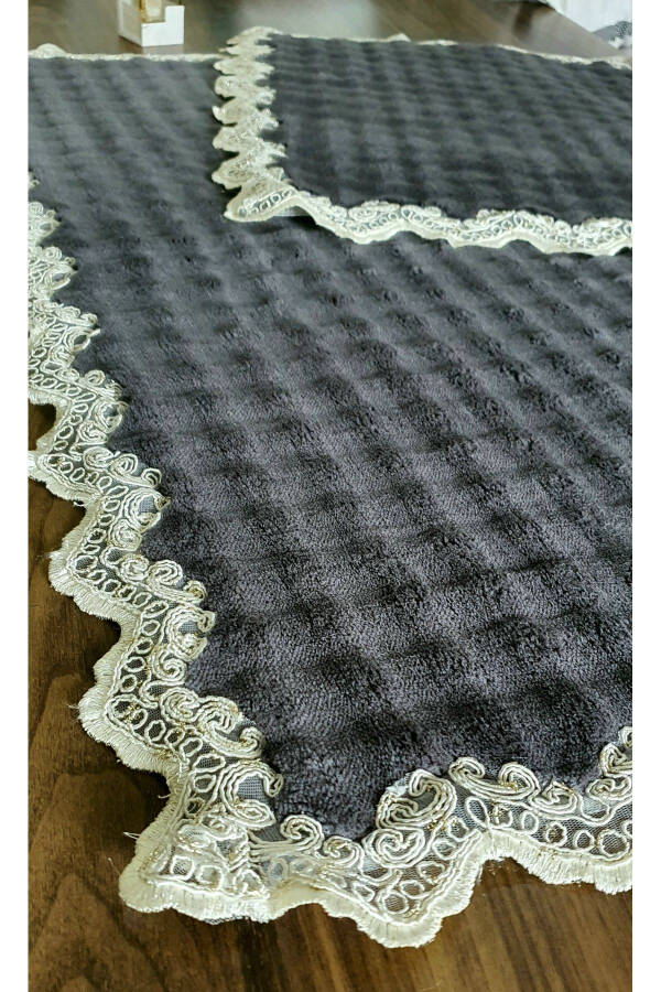 Double-sided bath mat, Non-slip base, French lace, Complete set, 2-piece toilet set, bathroom mat - 2