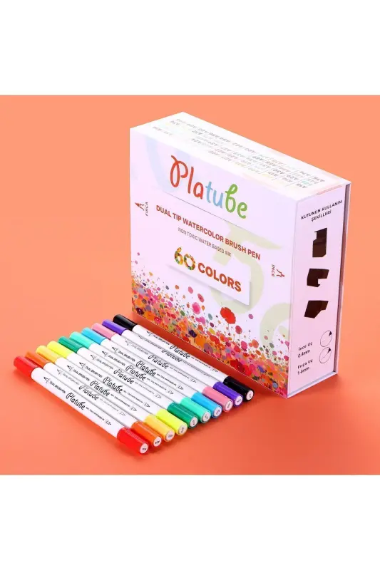 Double Sided Brush Pen 60 Pieces Marker Pen Set Bullet Journal Mandala Sketch Coloring Set - PLATUBE