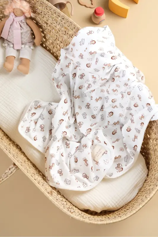 Double Sided Interlock Blanket & Cover %100 Cotton Oeko-tex Certified 100 X 85 Cm - 1