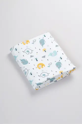 Double Sided Interlock Blanket & Cover 100% Cotton Oeko-tex Certified 100 X 85 Cm-Mint Elephant - 4