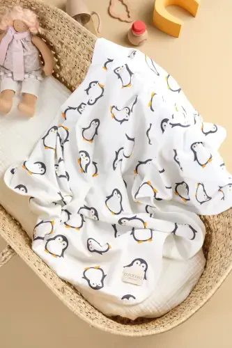 Double Sided Interlock Blanket & Cover 100% Cotton Oeko-tex Certified 100 X 85 Cm-Penguin - BONDBERRO (1)