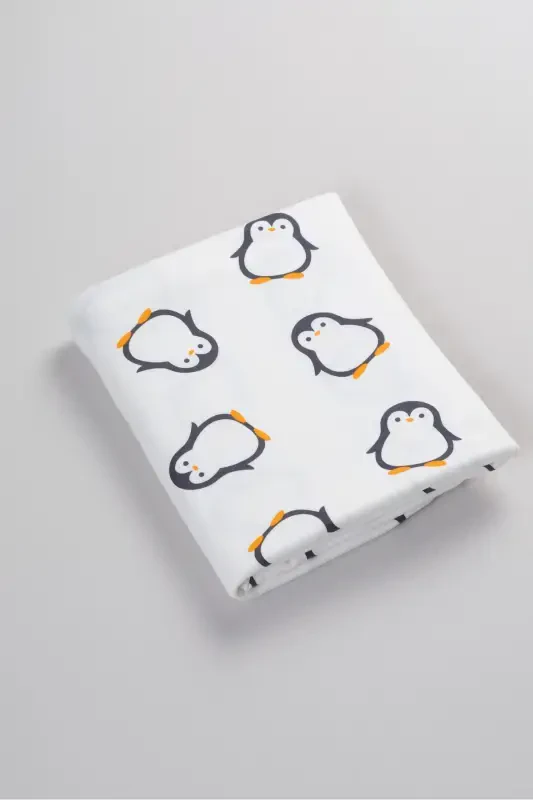 Double Sided Interlock Blanket & Cover 100% Cotton Oeko-tex Certified 100 X 85 Cm-Penguin - 4