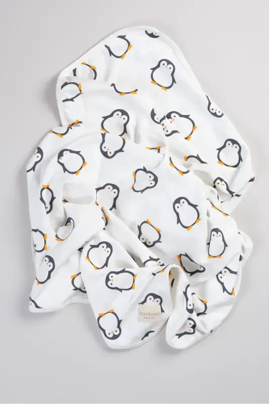 Double Sided Interlock Blanket & Cover 100% Cotton Oeko-tex Certified 100 X 85 Cm-Penguin - 5