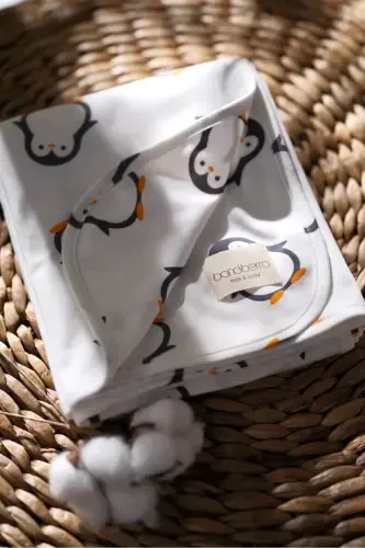 Double Sided Interlock Blanket & Cover 100% Cotton Oeko-tex Certified 100 X 85 Cm-Penguin - 6