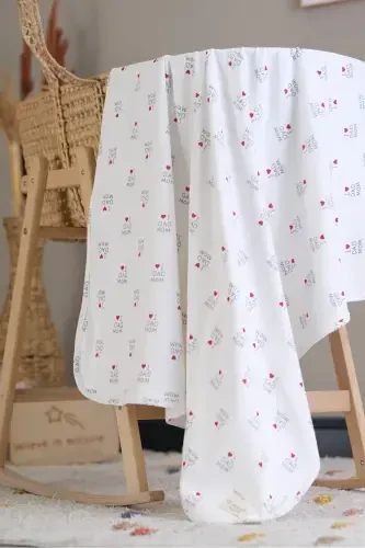 Double-Sided Interlock Blanket & Throw 100% Cotton Oeko-Tex Certified 100 X 85 Cm-Heart - 1