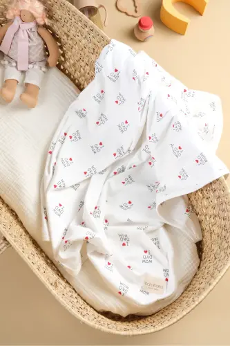 Double-Sided Interlock Blanket & Throw 100% Cotton Oeko-Tex Certified 100 X 85 Cm-Heart 