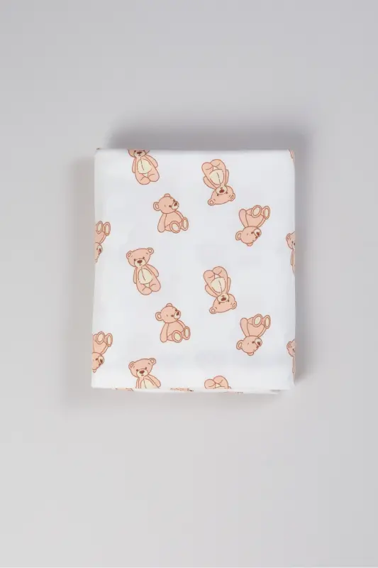 Double Sided Interlock Cover & Blanket %100 Cotton Oeko-tex Certified 100 X 85 Cm-Teddy Bear - 2