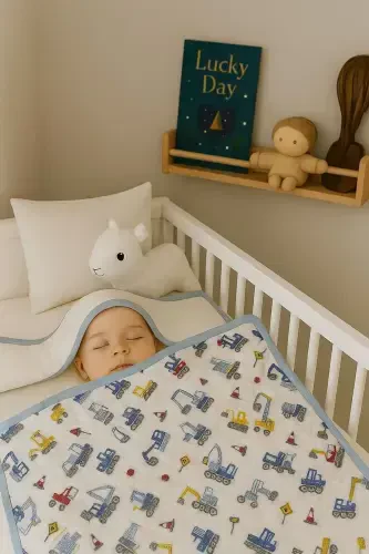 Double-Sided Muslin Baby Blanket, Multi-Purpose Muslin Swaddle, Muslin Baby Blanket 100x100 - LUCKY DAY (1)