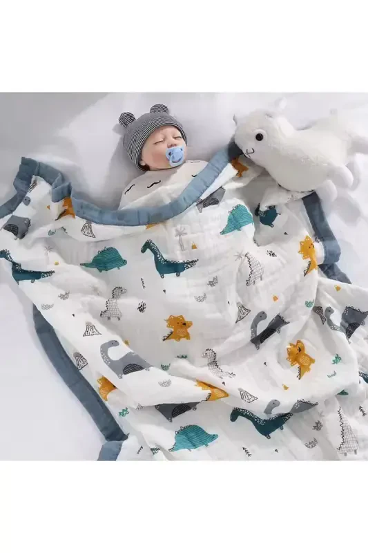 Double-Sided Muslin Baby Blanket, Multi-Purpose Muslin Swaddle, Muslin Baby Blanket 100x100 - 3