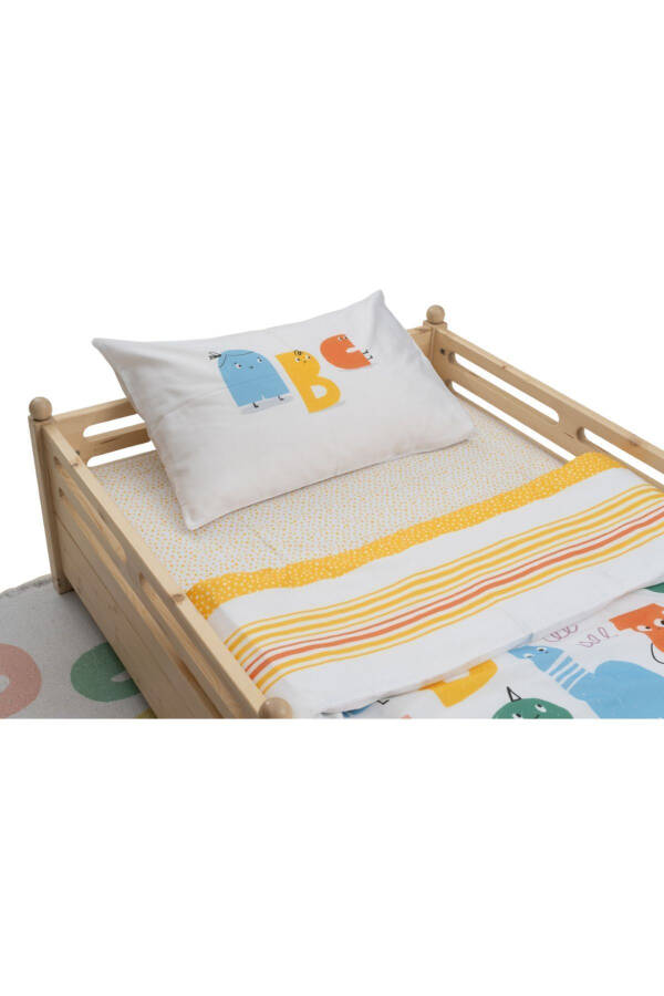 Double-Sided Organic Single Child Bed Linen Set - Alphabet Pattern - Alpha bed Series - 3