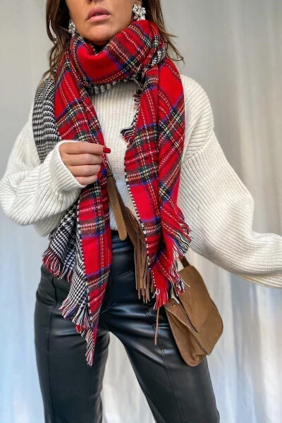 Double-Sided Plaid Scarf - LAVIYONSA