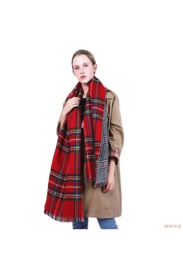 Double-Sided Plaid Scarf - 2