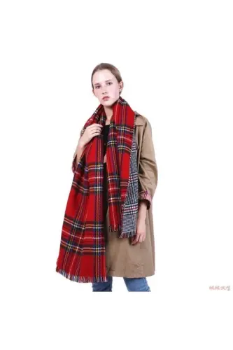 Double-Sided Plaid Scarf - 4