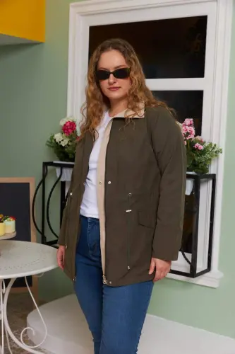 Double-sided Plus Size Trench Coat Khaki - 2