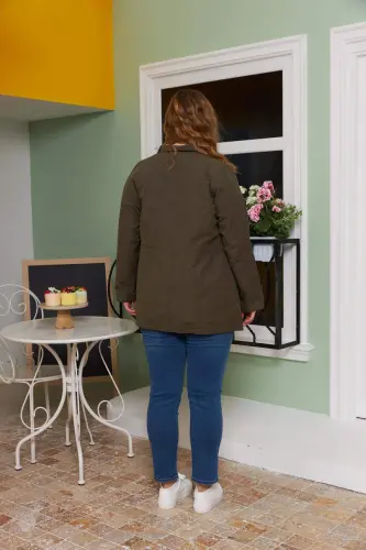 Double-sided Plus Size Trench Coat Khaki - 4